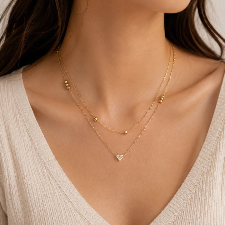 Amour Pavé Heart Layered Necklace