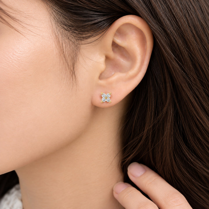 Nerina Pavé Flower Stud Earrings