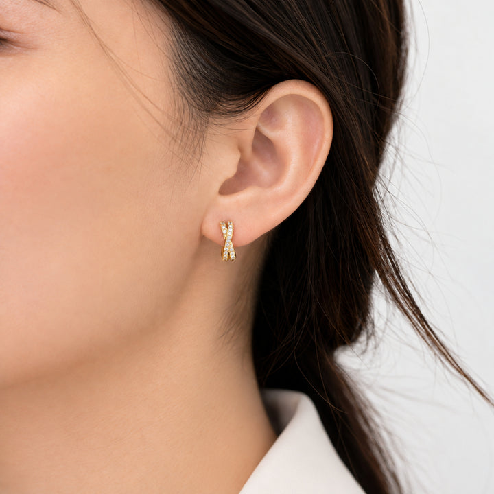 Allegra Pavé Crossover Hoops