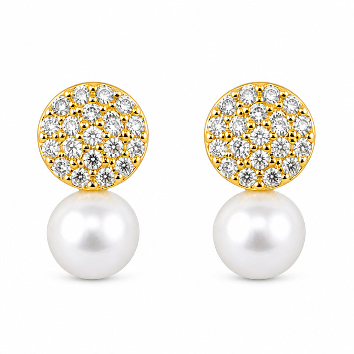 Elettra Pearl Pavé Stud Earrings