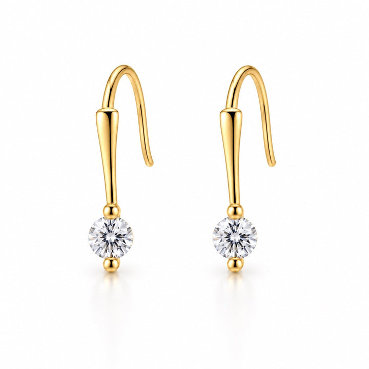 Solitaire Drop Hook Earrings