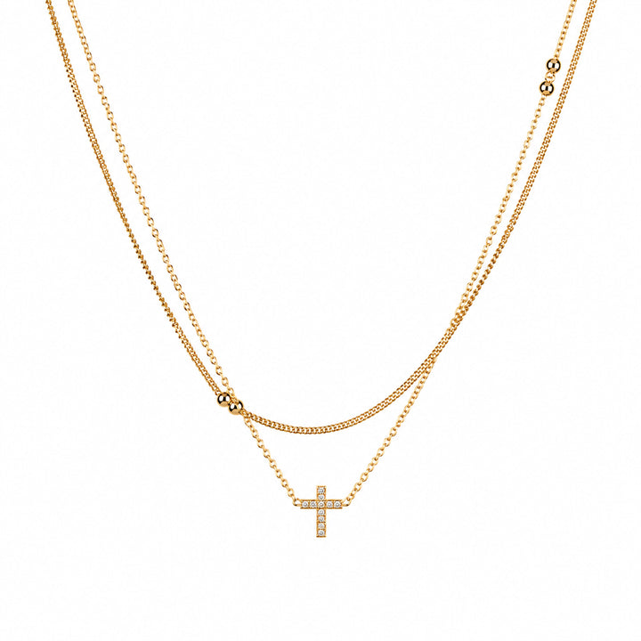 Devotion Pavé Cross Layered Necklace