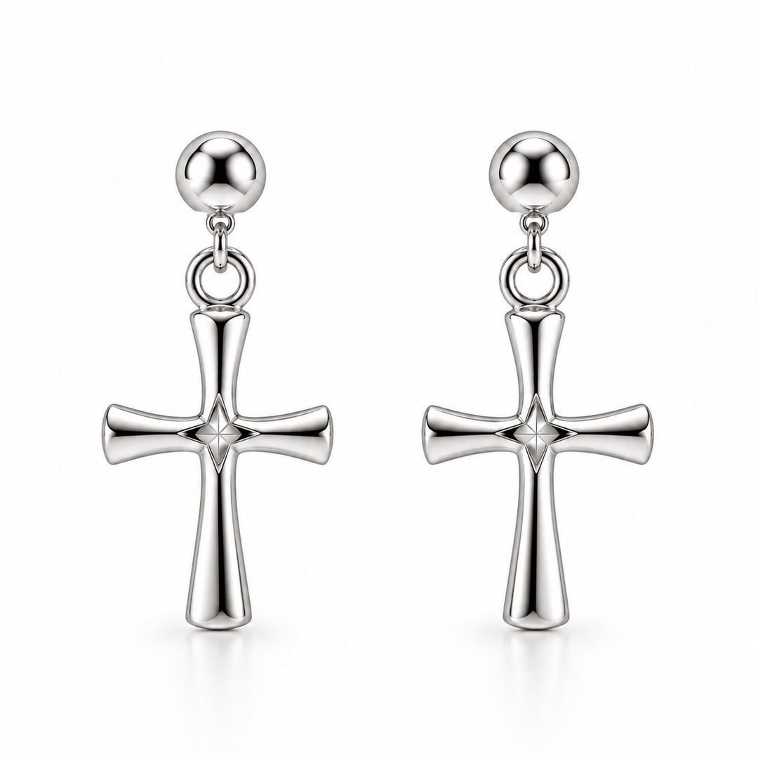 Calista Sculpted Cross Drop Earrings