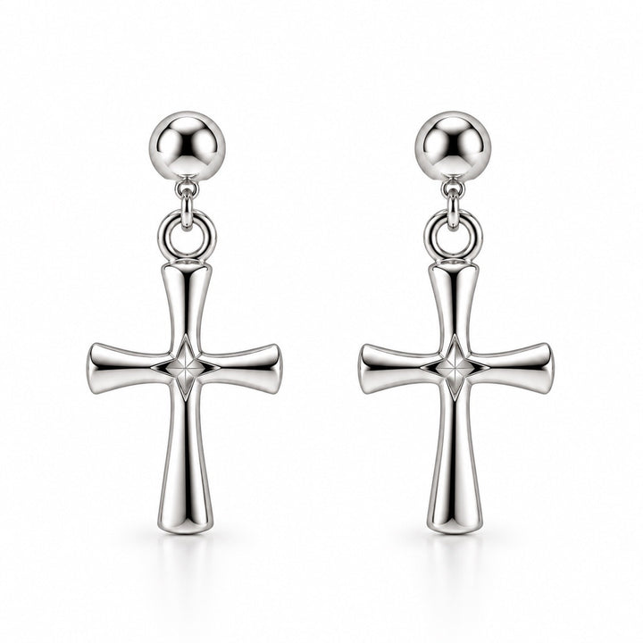Calista Sculpted Cross Drop Earrings