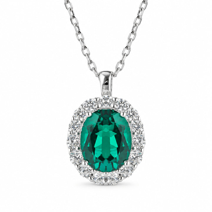 Verde Emerald Halo Necklace