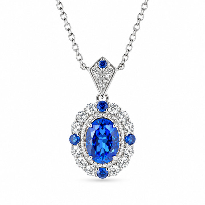 Alessia Blue Spinel Halo Necklace