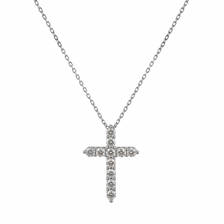 Graduated Stone Cross Necklace